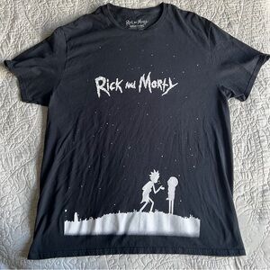 Rick and Morty Adult Swim Black Graphic T-Shirt XL Space Design Unisex